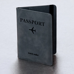 Обложка для паспорта и документов с защитой от считывания, 9 карманов, резинка, экокожа, темно-голубая, BRAUBERG, 238752