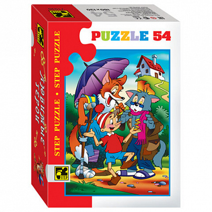 Пазл картонный 54 элемента, Любимые герои, АССОРТИ, поле 18х13 см, STEP PUZZLE