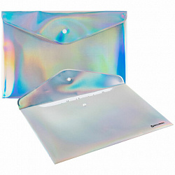 Папка-конверт с кнопкой BRAUBERG "ULTRA", А4, непрозрачная, c голографическим эффектом, 0,2 мм, 272885