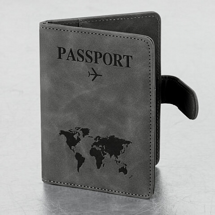 Обложка для паспорта и документов с защитой от считывания, 9 карманов, магнит, экокожа, серо-голубая, BRAUBERG, 238756