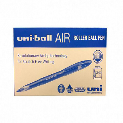 Ручка-роллер Uni-Ball "AIR Micro", СИНЯЯ, корпус белый, узел 0,5 мм, линия 0,24 мм, 15906, UBA-188-E WHITE