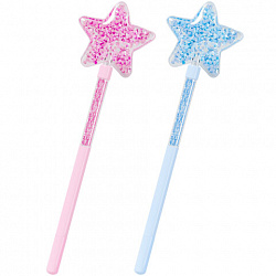 Ручка с топпером с блестками шариковая FUNSTER "MAGIC STAR", СИНЯЯ, ассорти, пишущий узел 0,7 мм, линия письма 0,35 мм, 144379