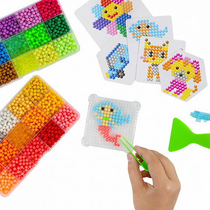 Аквамозаика 30 цветов 3000 бусин, с трафаретами, инструментами и аксессуарами, BRAUBERG KIDS, 664915