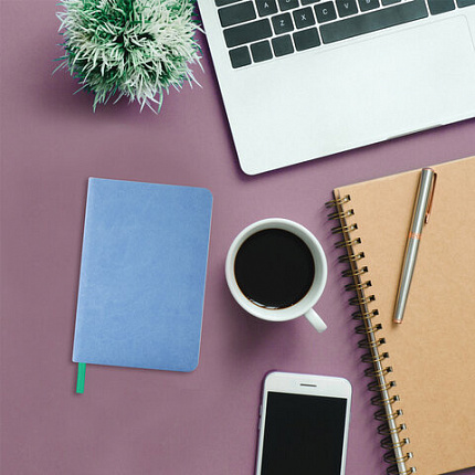 Ежедневник недатированный МАЛЫЙ 100х150 мм А6 BRAUBERG "Metropolis Mix", под кожу, 136 л., голубой, 113307