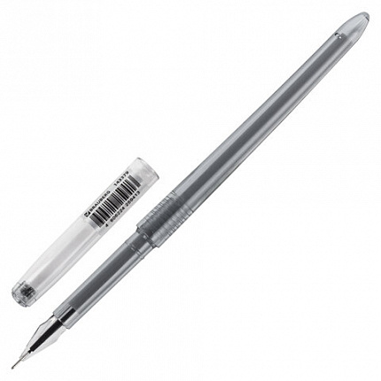 Ручка гелевая BRAUBERG DIAMOND, ЧЕРНАЯ, игольчатый узел 0,5 мм, линия письма 0,25 мм, 143379