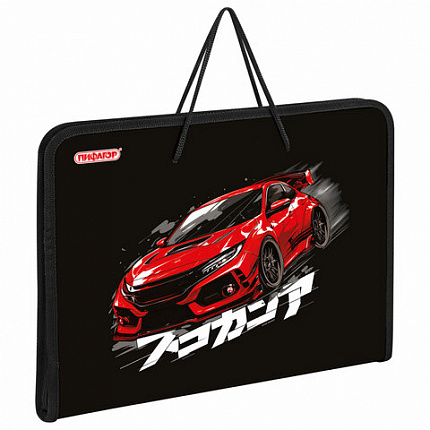 Папка для труда на молнии с ручками ПИФАГОР А4, 1 отделение, пластик, органайзер, "Street race", 273389