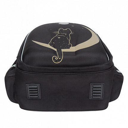 Ранец GRIZZLY анатомическая спинка, c брелоком, для девочек, "Кот и месяц", 36х28х20 см, RAz-286-1/1