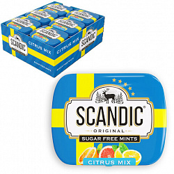 Драже освежающие SCANDIC без сахара со вкусом "Цитрусовый микс", 14 г, 4603738769889