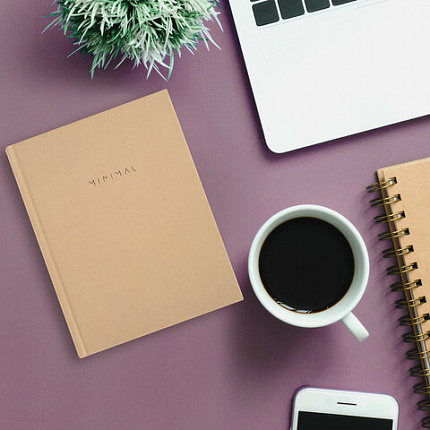 Блокнот МАЛЫЙ ФОРМАТ 110х147 мм, А6, 80 л., твердый, клетка, BRAUBERG "Minimal", бежевый, 116446