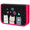 Пенал ЮНЛАНДИЯ, 1 отделение, картон с эффектом soft-touch, 19х11 см, "Cat squad", 273493