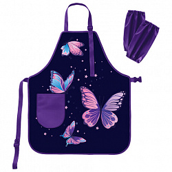 Фартук с нарукавниками для уроков труда BRAUBERG, 1 карман, 46x54 см, "Shining butterflies", 274657