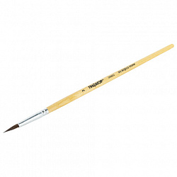 Кисть ПИФАГОР, ПОНИ, круглая, № 3, деревянная лакированная ручка, с колпачком, 200832