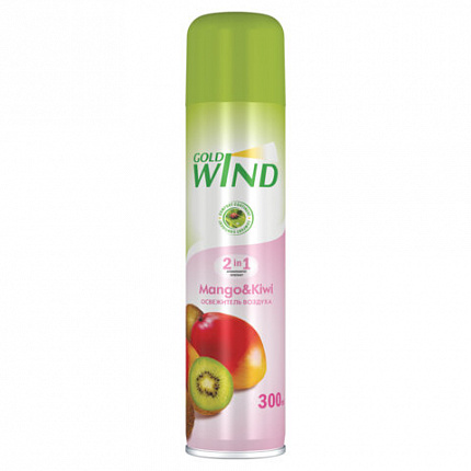 Освежитель воздуха аэрозольный 300 мл, GOLD WIND "Mango & kiwi", СИБИАР, 5-02.04.263.06
