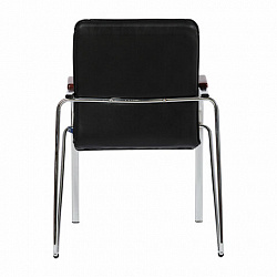 Кресло для приемных и переговорных "Samba", деревянные накладки, хромированный каркас, кожзам черный