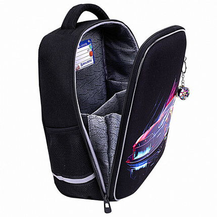 Ранец BRAUBERG LIGHT, 1 отделение, с брелоком, "Neon drift", 36х26х13 см, 272027