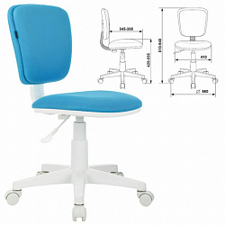 Кресло детское BRABIX "Joy MG-204W", без подлокотников, пластик белый, ткань TW, голубое, 533012