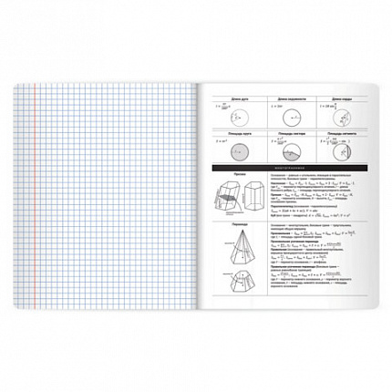 Тетрадь предметная BLACK MODE 48л, пластиковая обложка, ГЕОМЕТРИЯ, клетка, подсказ, BRAUBERG, 405519