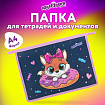 Папка для тетрадей ЮНЛАНДИЯ А4, 1 отделение, пластик, на молнии, "Сладкоежка", 272136