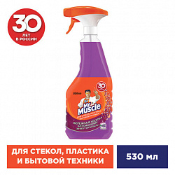 Средство для мытья стекол, пластика и бытовой техники 530 мл, МИСТЕР МУСКУЛ "Лаванда", распылитель, 25607, 865034