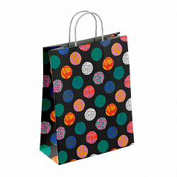 Крафт-пакет бумажный "Геометрия" 26х15х35 см, с кручеными ручками, плотность 100 г/м2, белый, 112306