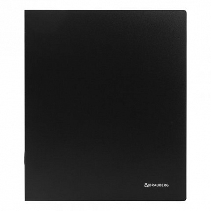 Папка на 4 кольцах BRAUBERG "Стандарт", 40 мм, черная, до 300 листов, 0,9 мм, 221620