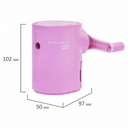 Точилка механическая BRAUBERG KIDS, для простых и цветных карандашей, корпус лавандовый, крепление к столу, 272004