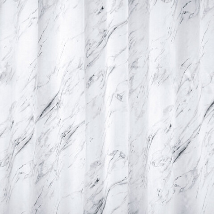 Шторка для ванной ПОЛИЭСТЕР, 180х200 см, кольца в комплекте, БЕЛЫЙ МРАМОР, PRIMILA (ПРИМИЛА), 700084