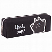 Пенал ЮНЛАНДИЯ, 1 отделение, полиэстер, "Cat", черный, 19х4х6 см, 270279