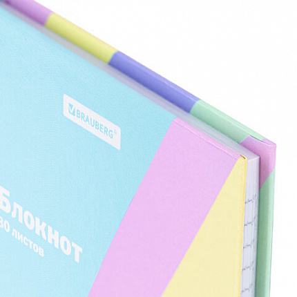 Блокнот МАЛЫЙ ФОРМАТ 110х147 мм, А6, 80 л., твёрдый, клетка, BRAUBERG кросс-серия PASTEL, 117017