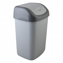 Ведро мусорное с КРЫШКОЙ (качающейся) 14 литров, ПОДВЕСНОЕ, 42х27х21 см, серый/графит, 327, 433270065