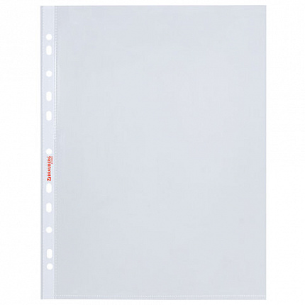 Папки-файлы перфорированные А4 BRAUBERG "PREMIUM", КОМПЛЕКТ 100 шт., матовые, 35 мкм, 273005