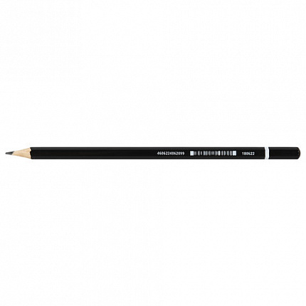 Карандаш чернографитный BRAUBERG, 1 шт., "Touch line", В, корпус черный, заточенный, 180622