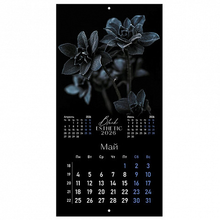 Календарь настенный перекидной 2026г, BRAUBERG, 12 листов, 28,5х28,5см, Black esthetic, 116927