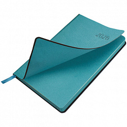 Ежедневник датированный 2026 А5 138x213 мм, BRAUBERG "Stylish", под кожу, гибкий, бирюзовый, 117098