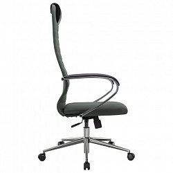 Кресло офисное МЕТТА "SU-B-10" хром, ткань-сетка, сиденье и спинка мягкие, темно-серое