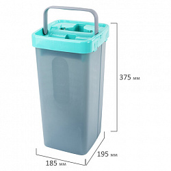 Швабра с отжимом и ведром 9л/7л двухкамерное, 3 насадки из микрофибры, рукоятка 130см, бирюзовый, Compact Mop, LAIMA, 607389