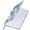 Блокнот А5 135x210 мм BRAUBERG "Denim", ткань/экокожа, резинка, держатель, 80 л., клетка, голубой, 117138