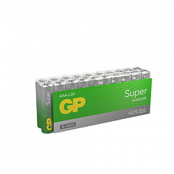 Батарейки КОМПЛЕКТ 20 шт., GP Super G-Tech, AAA (LR03, 24А), алкалиновые, мизинчиковые, 24A-2CRVS20, GP 24A-2CRVS20