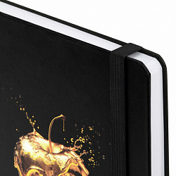 Ежедневник недатированный с резинкой А5 145х203 мм, BRAUBERG, твердый, фольга, 128 л., "Apple", 116294