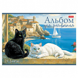 Альбом для рисования А4 24 л., скоба, обложка картон, HATBER, 205х290 мм, "ЗаМУРчательные истории" (5 вид), 091481, 24А4В