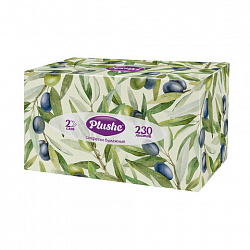 Косметические салфетки 230 штук в картонном боксе 2-слойные Plushe (Плюше), 20х20 см,, 70820