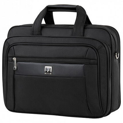 Сумка-портфель BRAUBERG с отделением для ноутбука 15-16", "Quantum", 2 отделения, черная, 41х31х15 см, 240508