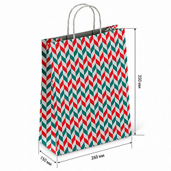 Крафт-пакет бумажный "Зигзаг" 26х15х35 см, с кручеными ручками, плотность 100 г/м2, белый, 113211