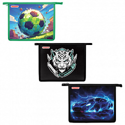 Папка для тетрадей ПИФАГОР А5, 1 отделение, пластик, на молнии, АССОРТИ для мальчиков, 274523