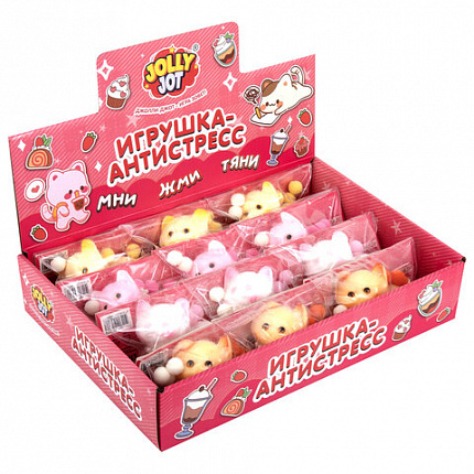Игрушка-антистресс "КОТИК", 6 см, ассорти 4 цвета, дисплей, JOLLY JOT (ДЖОЛЛИ ДЖОТ), 665772