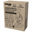 Микроскоп с подсветкой, 30 предметов, в т.ч. набор из 12 микропрепаратов в подарок, увеличение 100х, 400х, 1200х, BRAUBERG KIDS, 391400