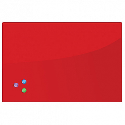 Доска магнитно-маркерная стеклянная 40х60 см, 3 магнита, КРАСНАЯ, BRAUBERG, 236746