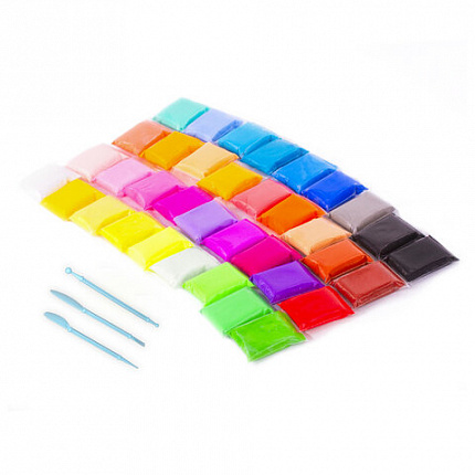 Пластилин супер лёгкий воздушный 36 шт (32 цвета +2 белых + 2 черных) 360 г, 3 стека, ЮНЛАНДИЯ, 105908