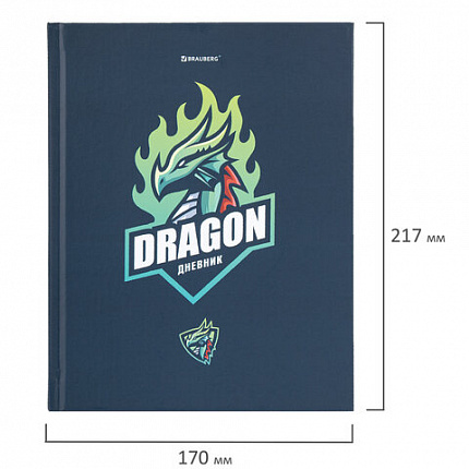 Дневник 1-11 класс 40 л., твердый, BRAUBERG, матовая ламинация, "Dragon", 107178
