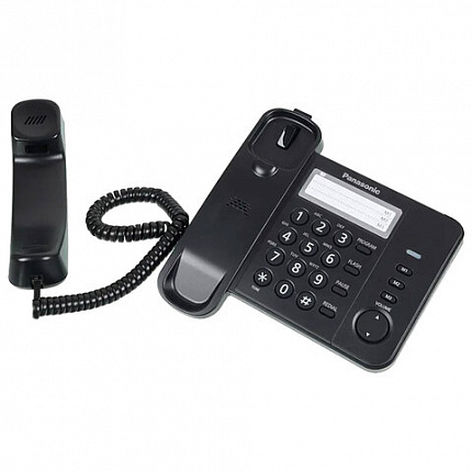 Телефон PANASONIC KX-TS2352RUB, черный, память 3 номера, повторный набор, тональный / импульсный режим, индикатор вызова